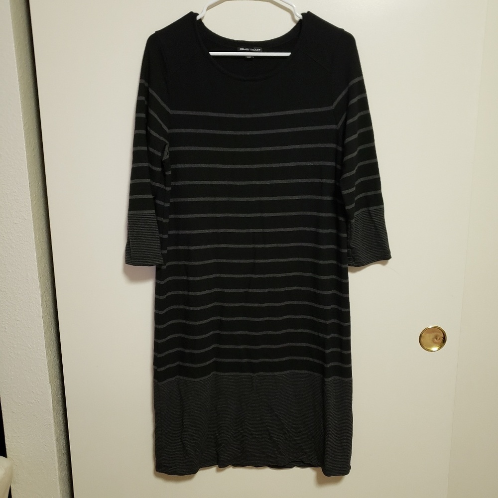 Hilary Radley‎ Black/Gary Shirt Stripe Dress